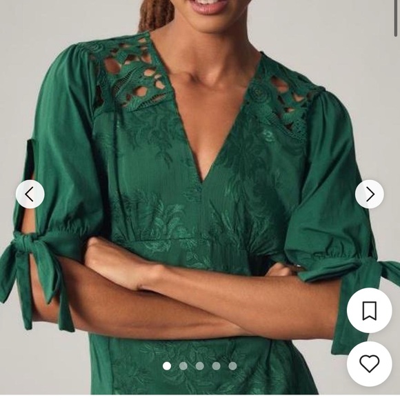 Anthropologie Tops - Anthropologie Emerald Green Lace Blouse